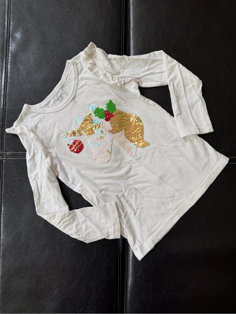 Carter's - Girl’s White Long-Sleeve Sequin Unicorn Top